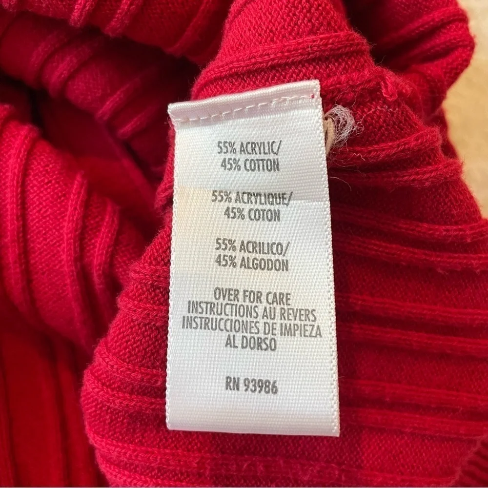 Casual Corner Annex Red Ribbed Button Up Long Sleeve Sweater 1X